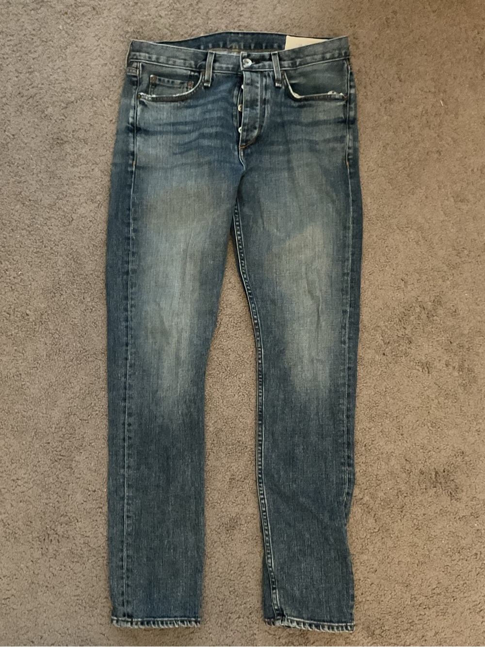 Rag & Bone Fit 2 Slim Mens Blue Button Fly Denim Jeans Pants Casual sz 32 EUC